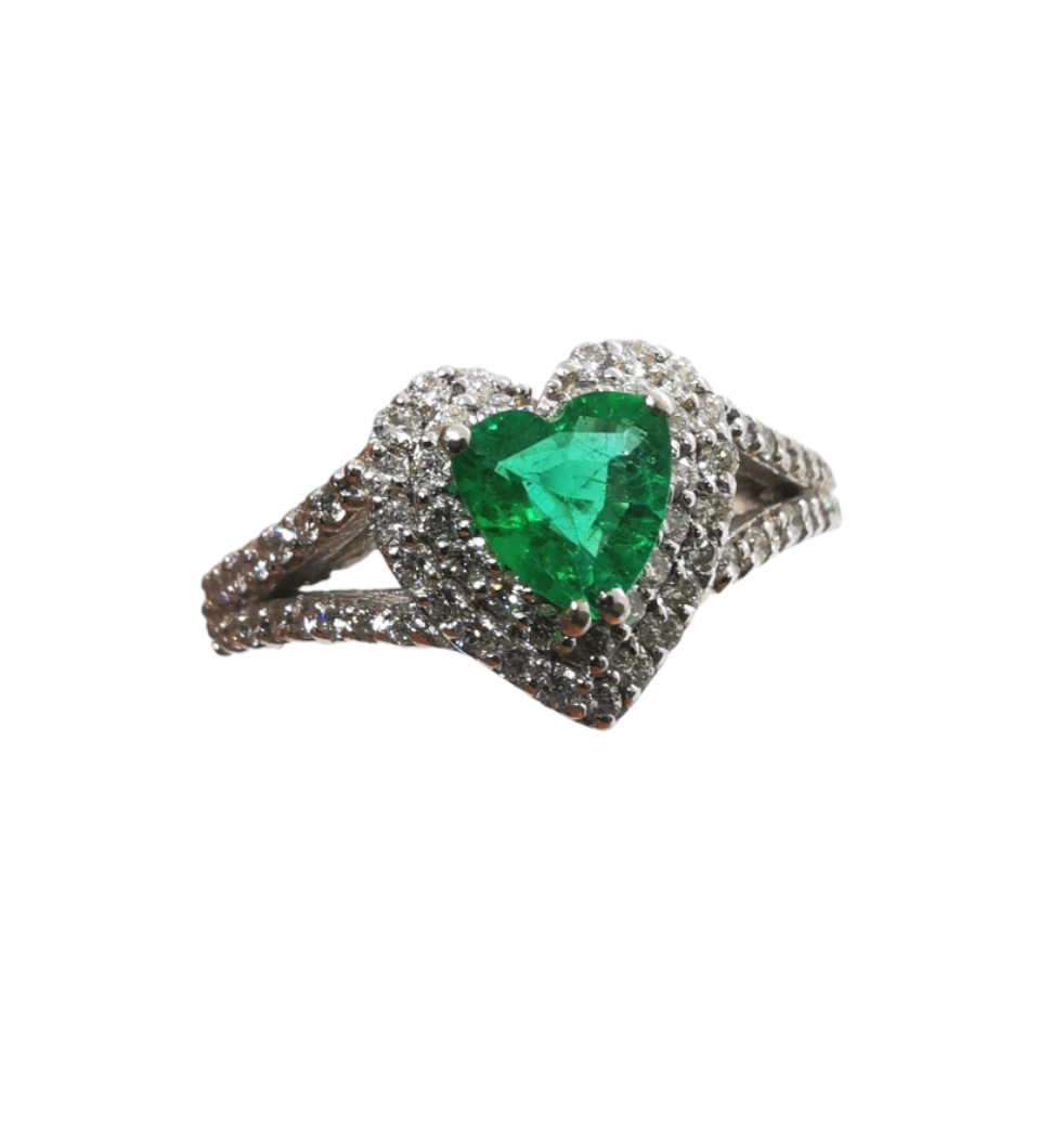 Anello Cuore Smeraldo Donna 750/1000